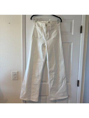 FRAME Denim Le Slim Palazzo White Denim High Rise Wide Leg Jeans Size 28 NWT
